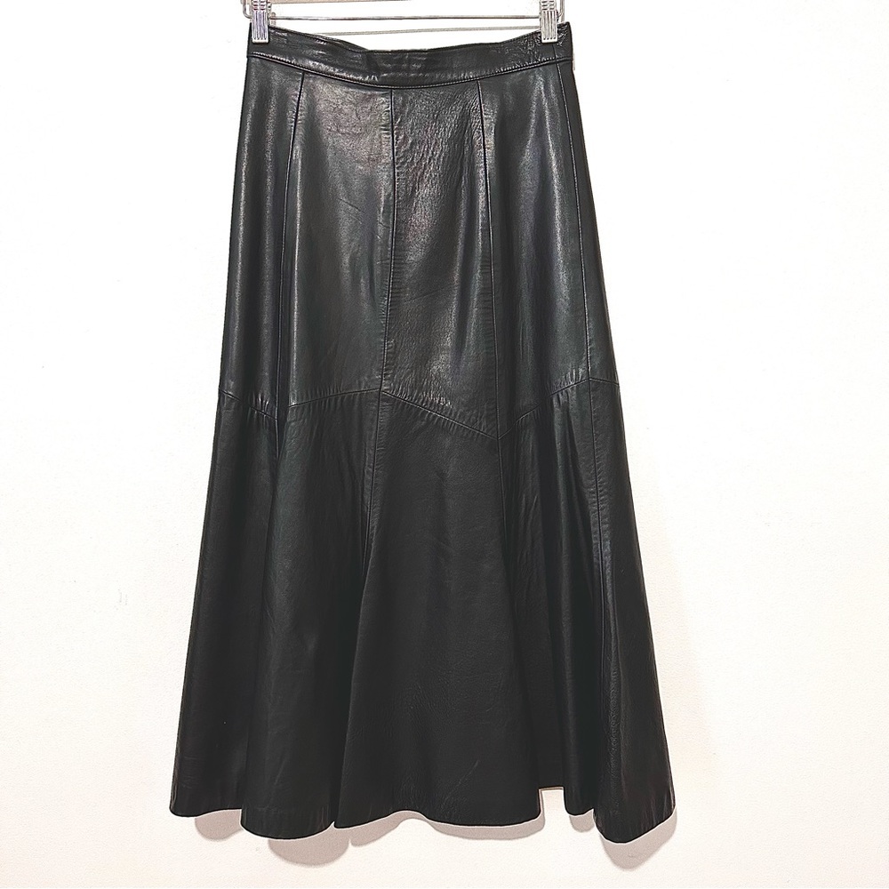Fashions n' Leather Vintage Midi Leather Skirt Size 10 Runs Small